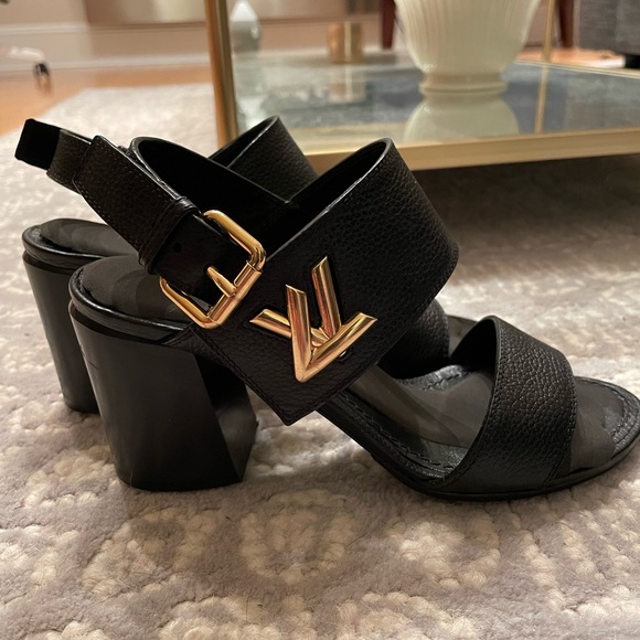 Louis Vuitton Black Block Heels, Size 34.5 - Picture 6 of 13